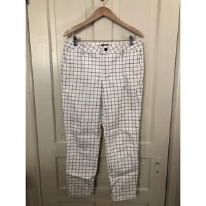 NYDJ Not Your Daughters Windowpane Grid Twill Ankle Pants Black White Size 10